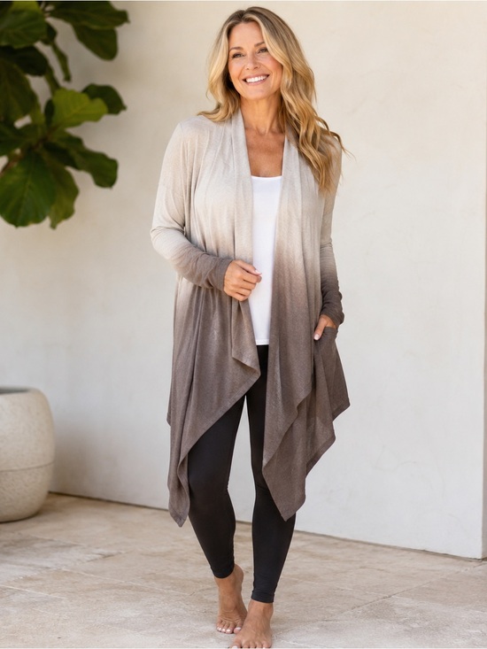 Barefoot Dreams Sweaters - Barefoot Dreams Bamboo Chic Lite Calypso Waterfall Cardigan Ombre Size S/M Cozy